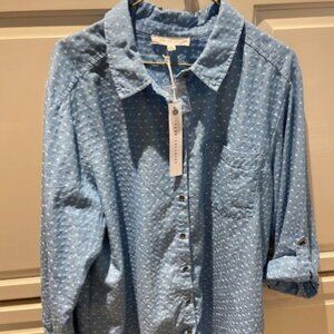 Jane & Delancey Chambray Embroidered Shirt Blouse size 1X NEW